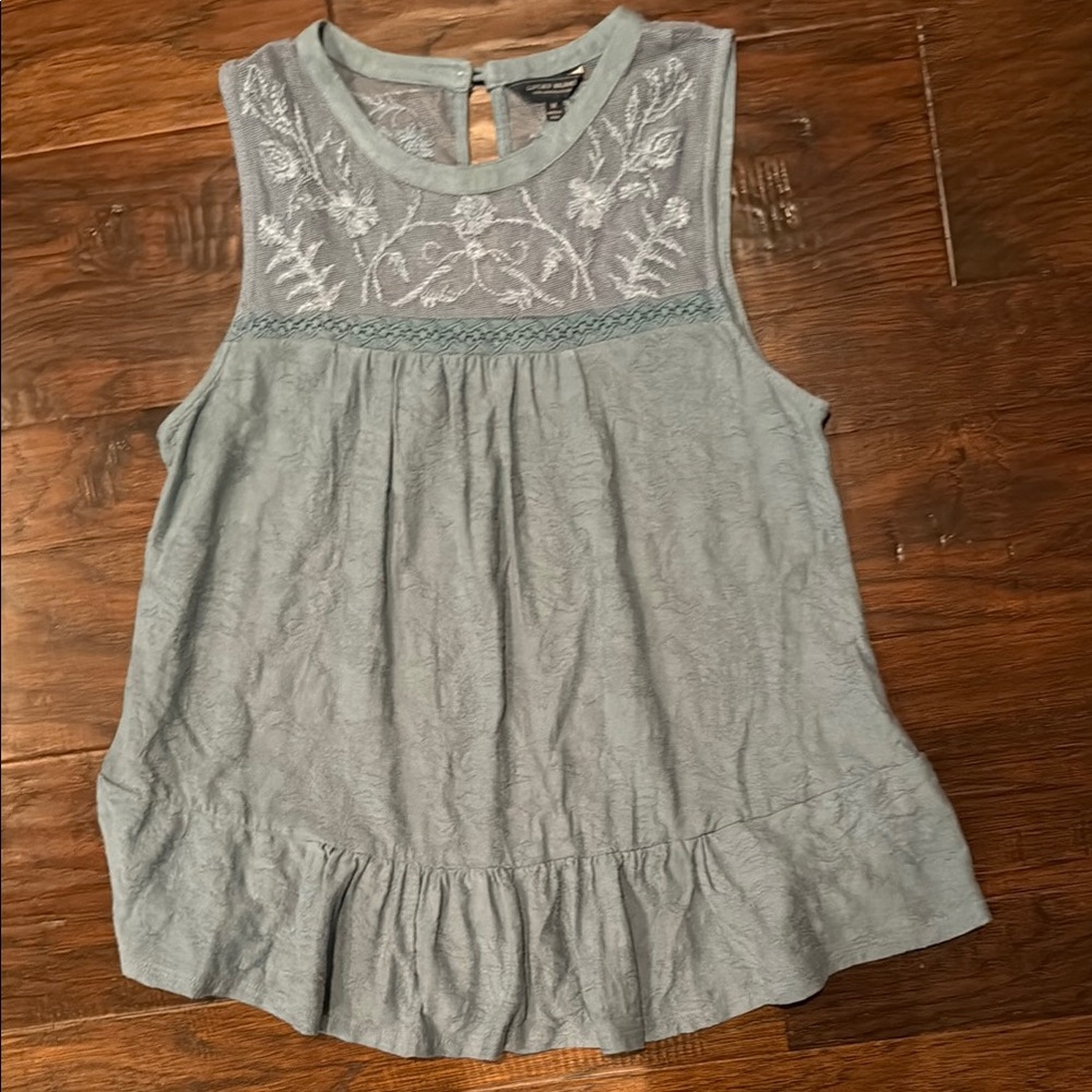 Embroidered Sleeveless Top in Blue